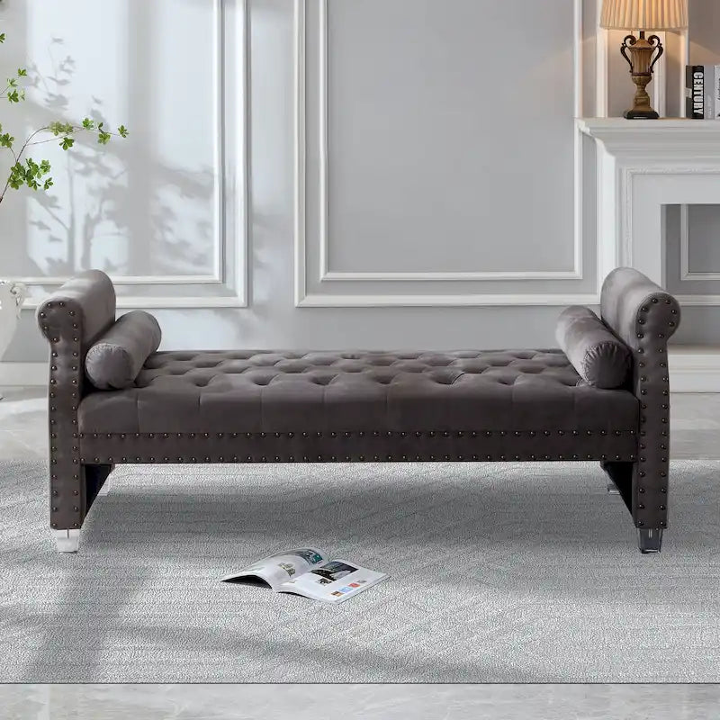 Luxury Tufted Velvet Upholstered Extra Long Bed Bench