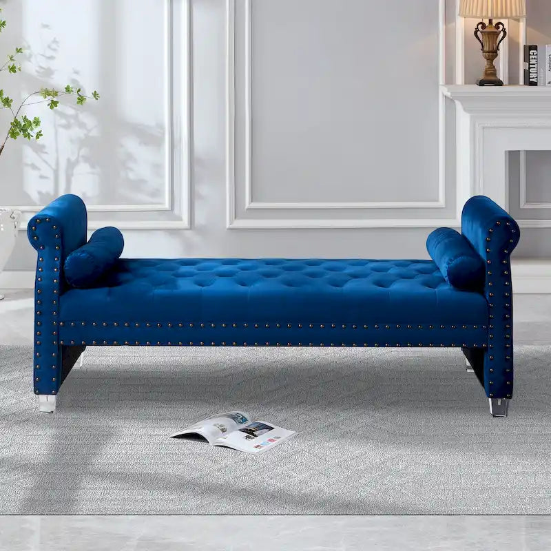 Luxury Tufted Velvet Upholstered Extra Long Bed Bench