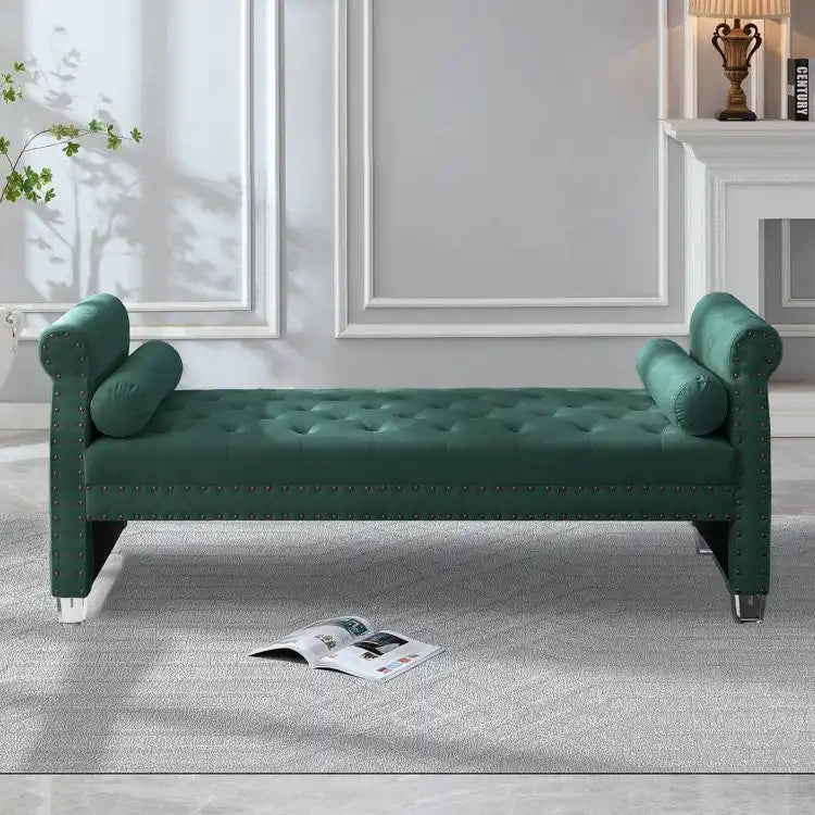 Luxury Tufted Velvet Upholstered Extra Long Bed Bench