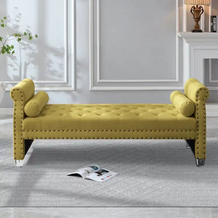 Luxury Tufted Velvet Upholstered Extra Long Bed Bench