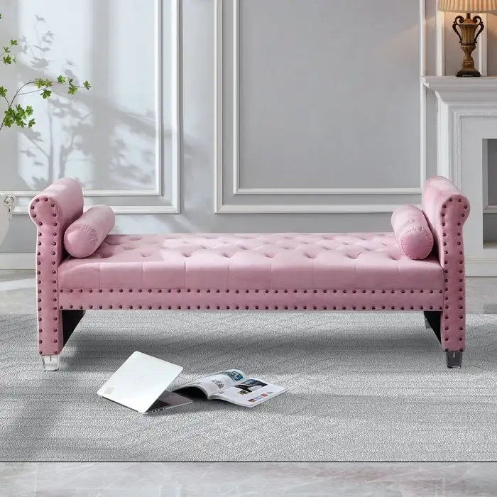 Luxury Tufted Velvet Upholstered Extra Long Bed Bench