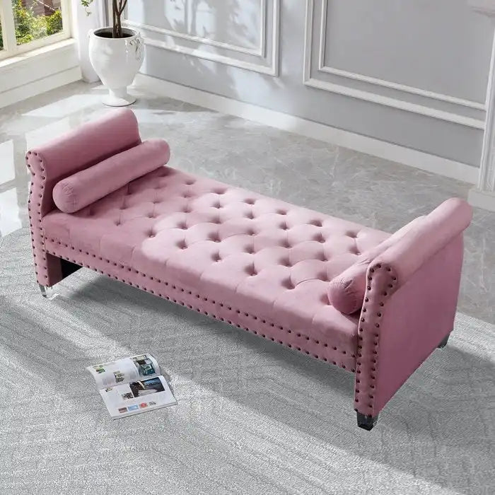 Luxury Tufted Velvet Upholstered Extra Long Bed Bench
