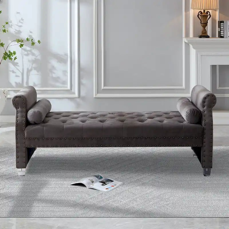 Luxury Tufted Velvet Upholstered Extra Long Bed Bench