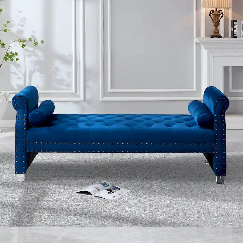 Luxury Tufted Velvet Upholstered Extra Long Bed Bench