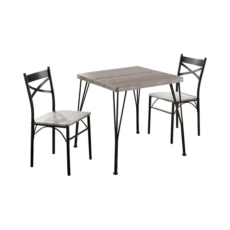 Industrial Metal Compact 3-Piece Square Dining Table Set