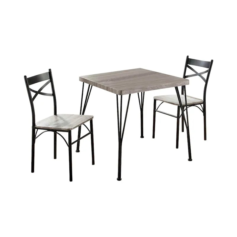 Industrial Metal Compact 3-Piece Square Dining Table Set