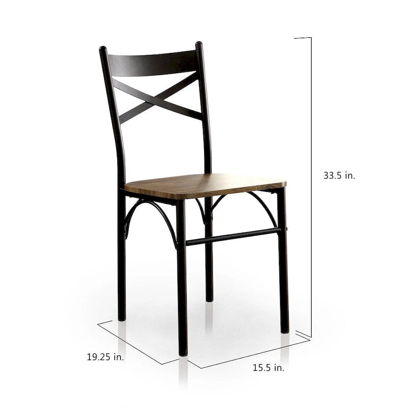 Industrial Metal Compact 3-Piece Square Dining Table Set