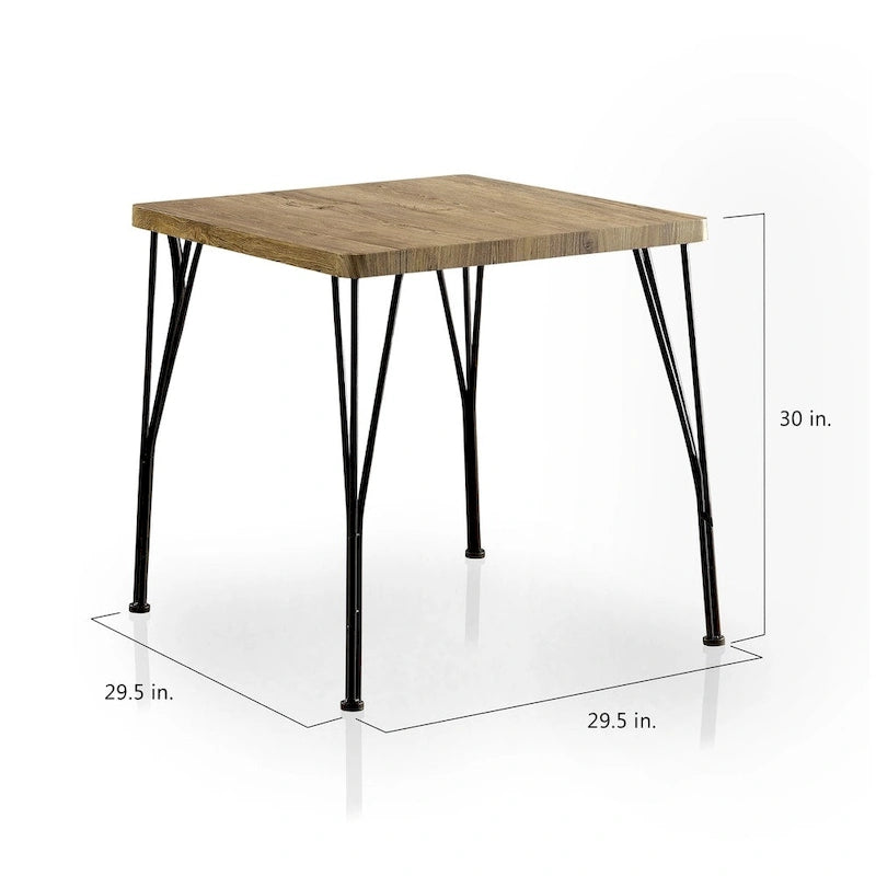 Industrial Metal Compact 3-Piece Square Dining Table Set