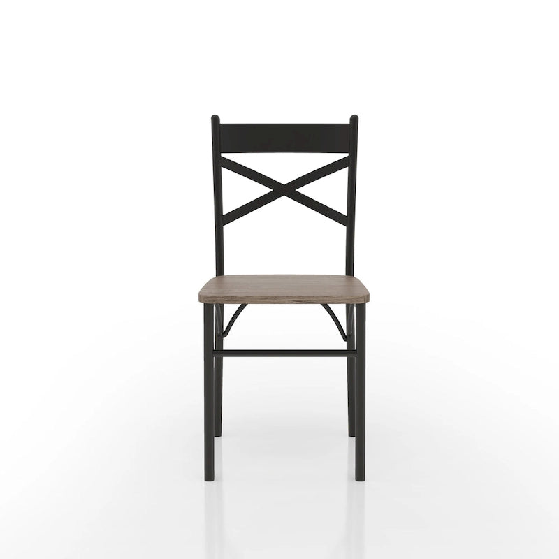 Industrial Metal Compact 3-Piece Square Dining Table Set