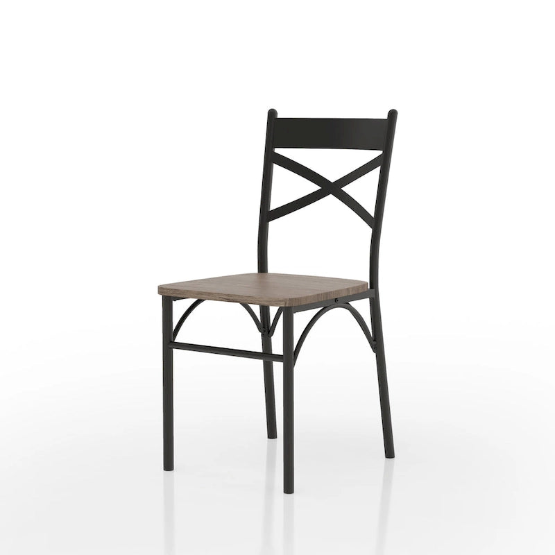 Industrial Metal Compact 3-Piece Square Dining Table Set