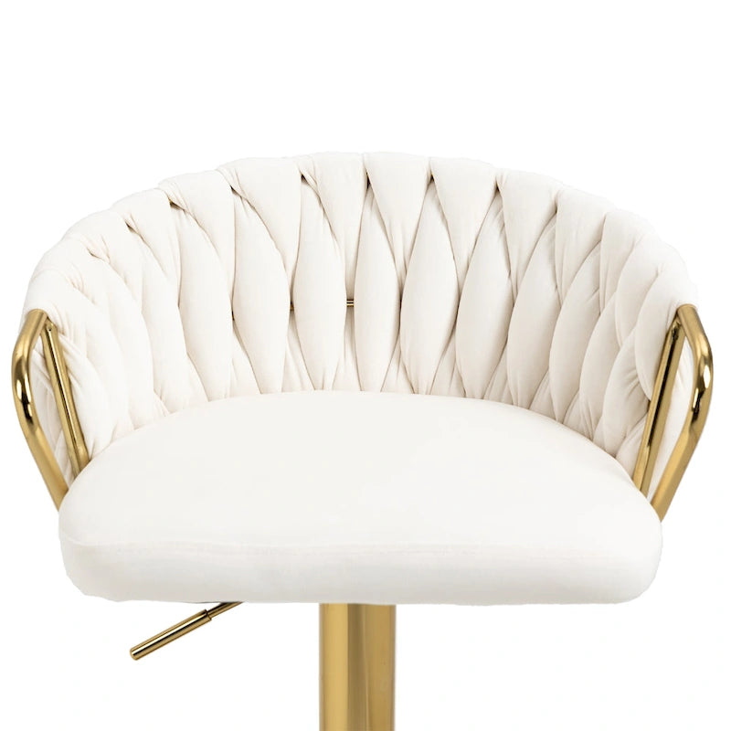 Set of 4 Adjustable Tufted Bar Stools with Backs