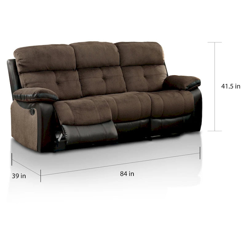 Transitional Brown Champion Fabric Reclining Sofa