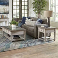 Antique White Living Room Table Set 3 Piece with Coffee Table, Side Tables
