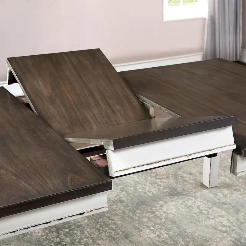 Rustic White 78-inch Expandable Dining Table