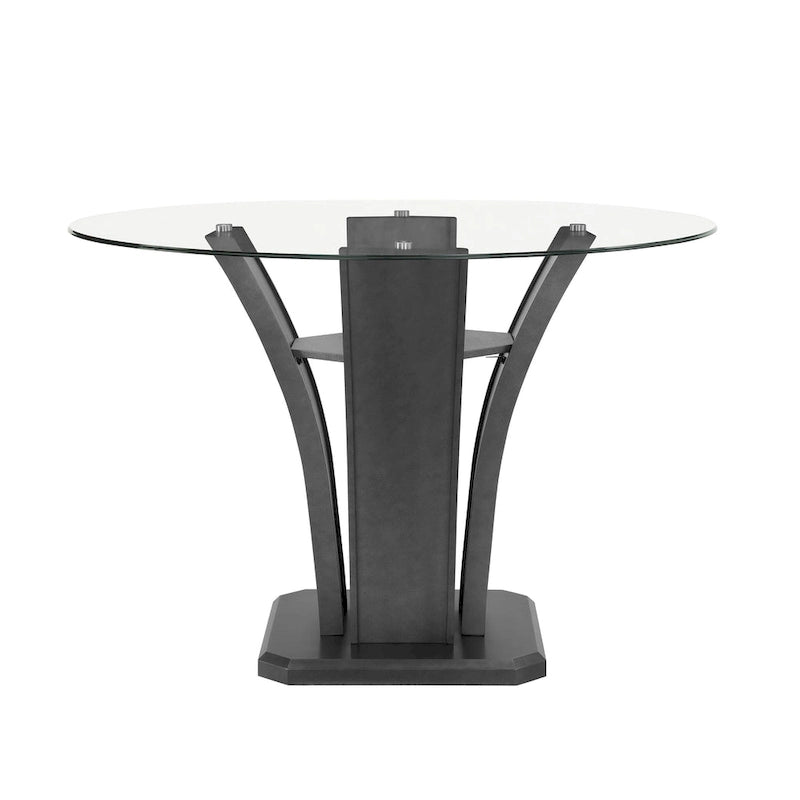 Gray Modern Glass Round Counter Height Set