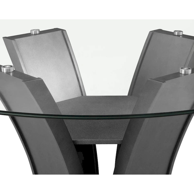Gray Modern Glass Round Counter Height Set