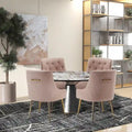Modern Velvet Dining Chairs Set of 4, Upholstered Accent Chair Tufted Back Armless Chair with Back Pull