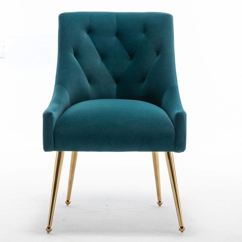 Modern Velvet Dining Chairs Set of 4, Upholstered Accent Chair Tufted Back Armless Chair with Back Pull