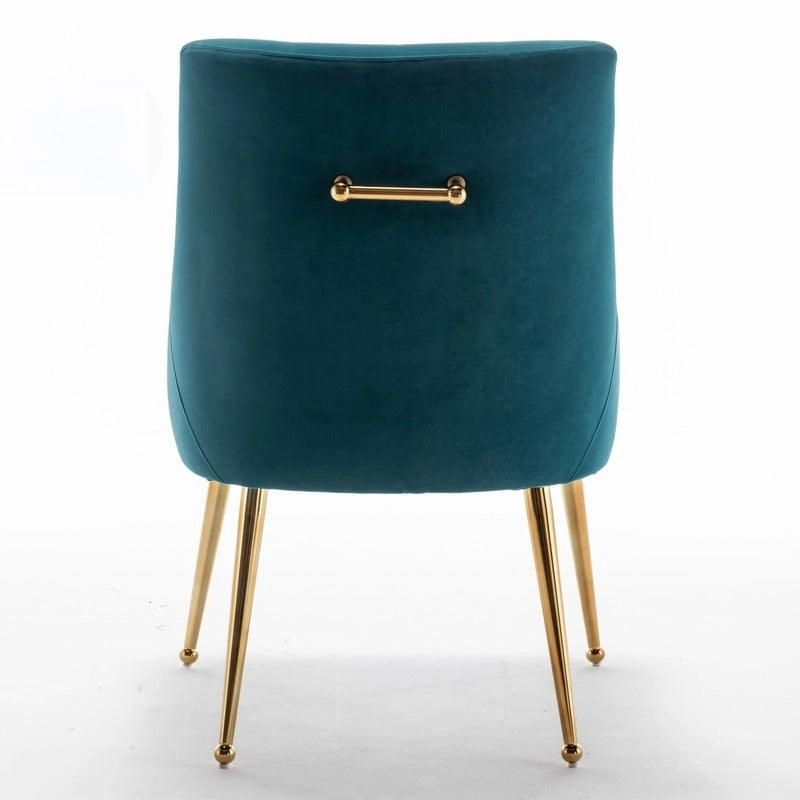Modern Velvet Dining Chairs Set of 4, Upholstered Accent Chair Tufted Back Armless Chair with Back Pull