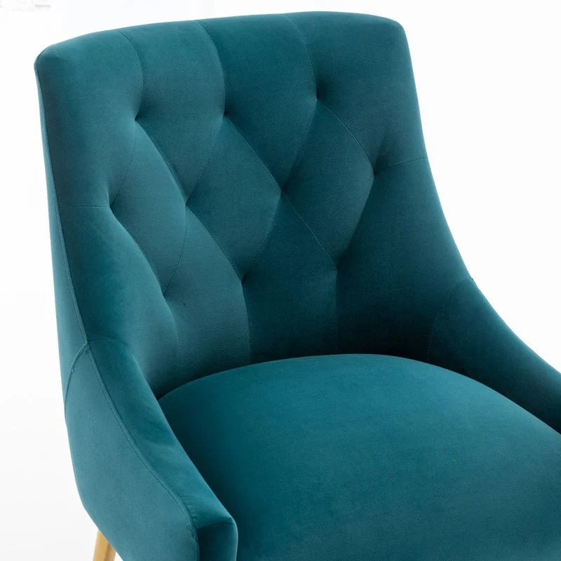 Modern Velvet Dining Chairs Set of 4, Upholstered Accent Chair Tufted Back Armless Chair with Back Pull