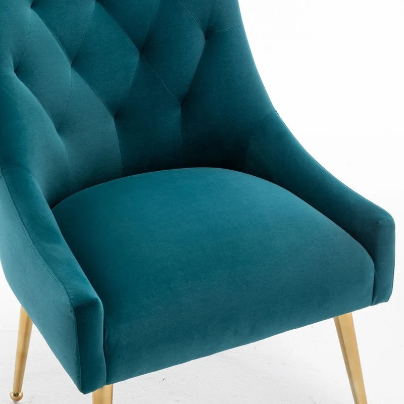 Modern Velvet Dining Chairs Set of 4, Upholstered Accent Chair Tufted Back Armless Chair with Back Pull