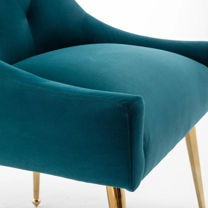 Modern Velvet Dining Chairs Set of 4, Upholstered Accent Chair Tufted Back Armless Chair with Back Pull