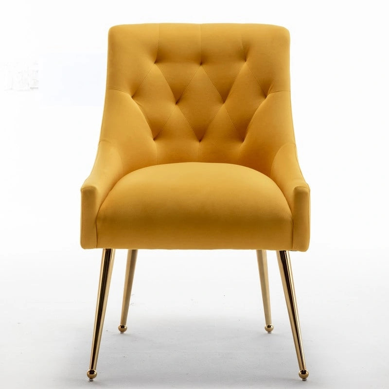 Modern Velvet Dining Chairs Set of 4, Upholstered Accent Chair Tufted Back Armless Chair with Back Pull