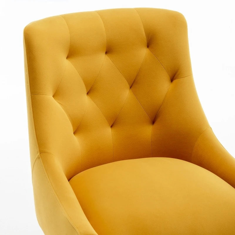 Modern Velvet Dining Chairs Set of 4, Upholstered Accent Chair Tufted Back Armless Chair with Back Pull