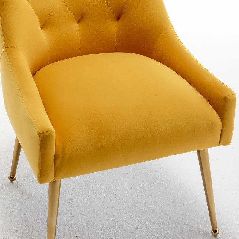 Modern Velvet Dining Chairs Set of 4, Upholstered Accent Chair Tufted Back Armless Chair with Back Pull