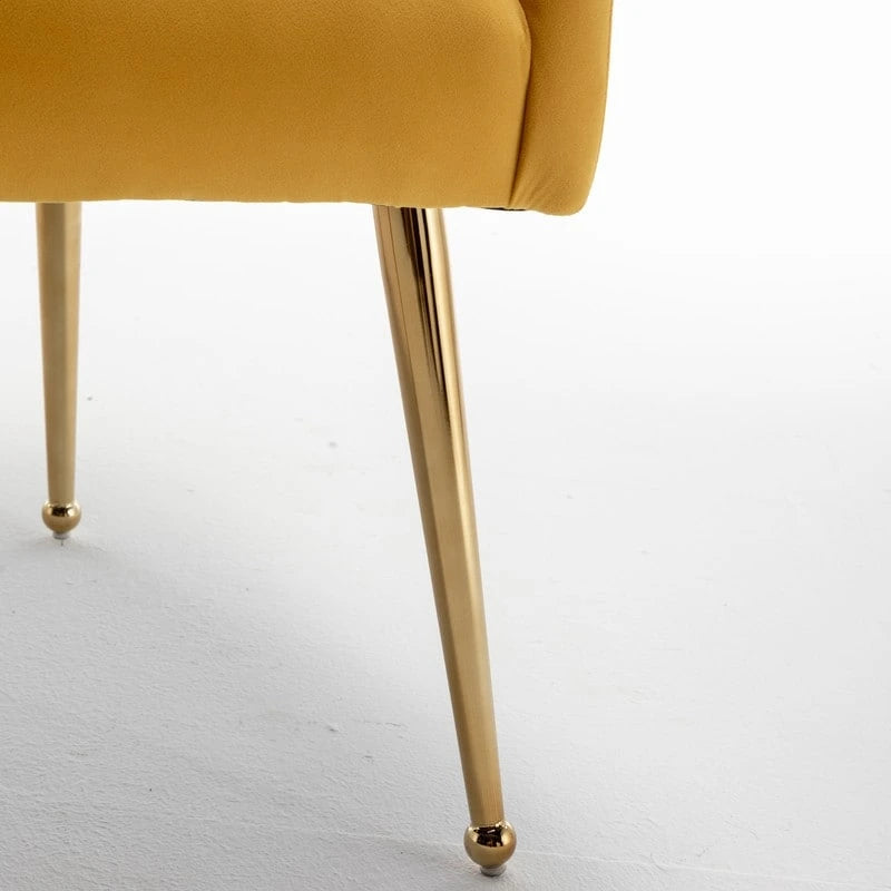 Modern Velvet Dining Chairs Set of 4, Upholstered Accent Chair Tufted Back Armless Chair with Back Pull