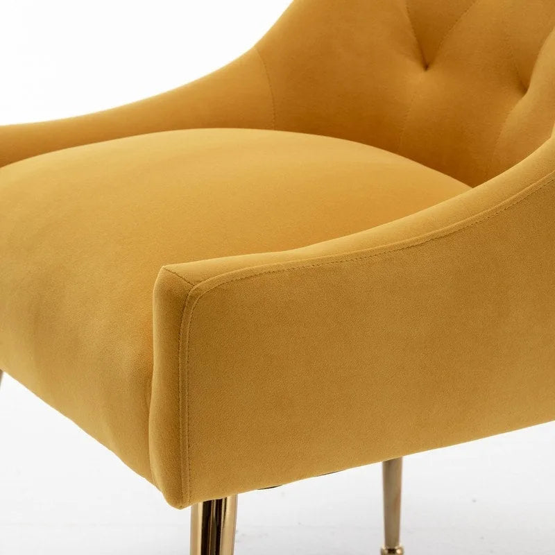 Modern Velvet Dining Chairs Set of 4, Upholstered Accent Chair Tufted Back Armless Chair with Back Pull
