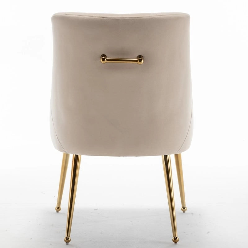Modern Velvet Dining Chairs Set of 4, Upholstered Accent Chair Tufted Back Armless Chair with Back Pull