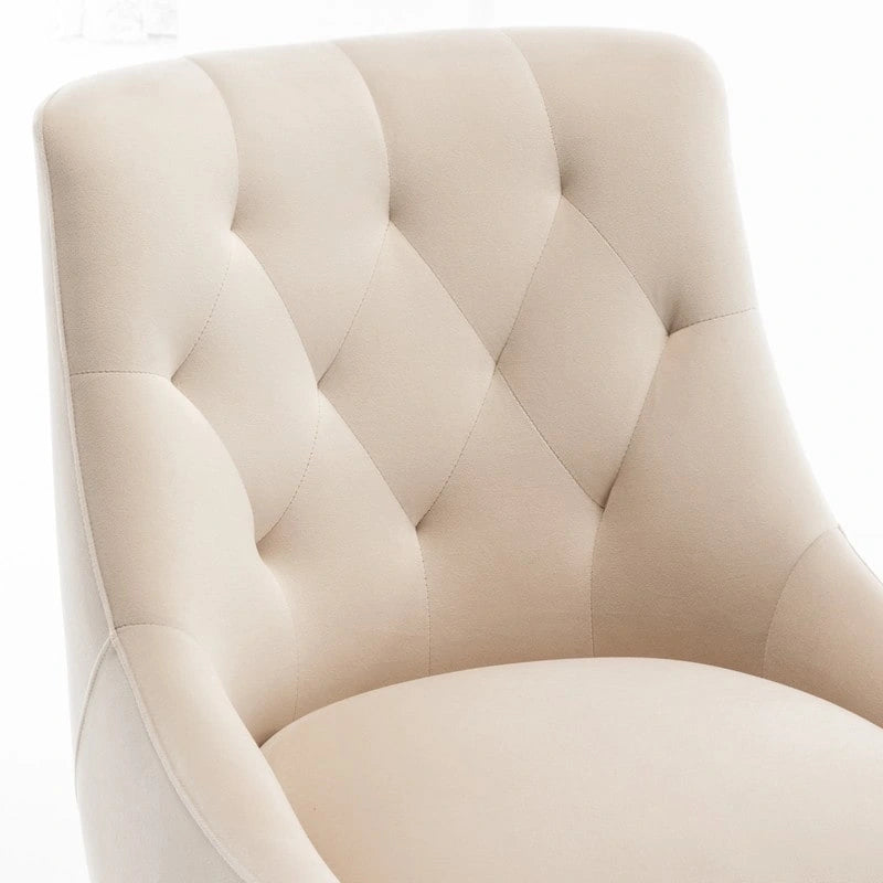 Modern Velvet Dining Chairs Set of 4, Upholstered Accent Chair Tufted Back Armless Chair with Back Pull