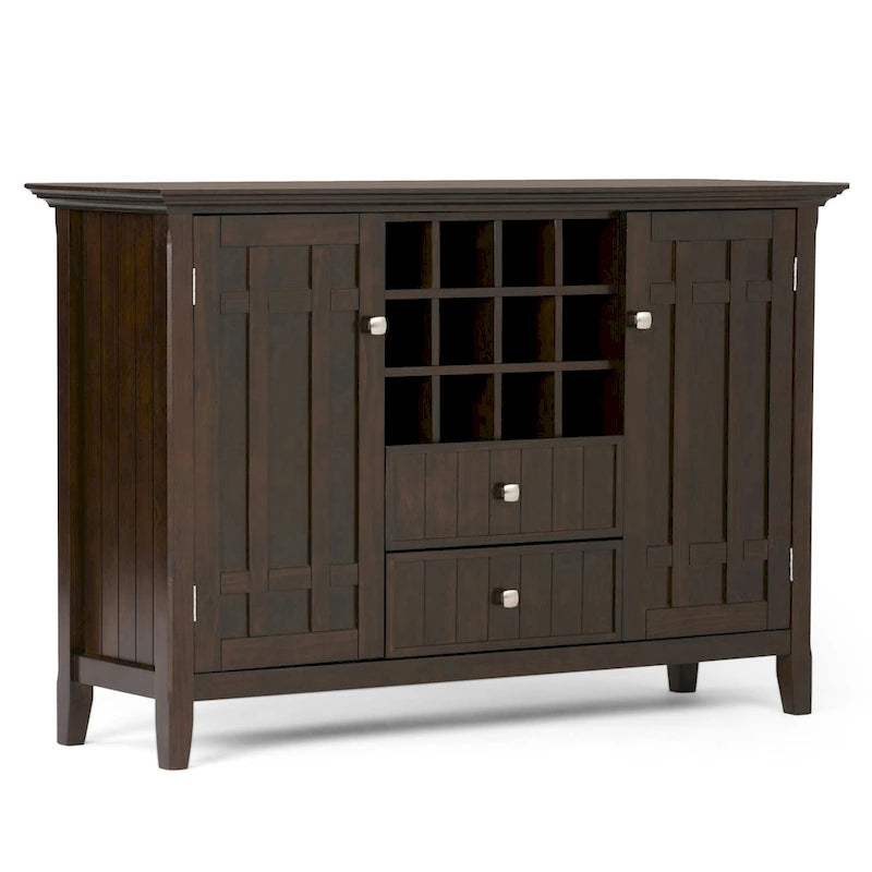 SOLID WOOD 54 inch Wide Transitional Sideboard Buffet and Wine Rack - 54 W x 17 D x 36 H