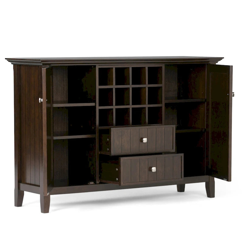 SOLID WOOD 54 inch Wide Transitional Sideboard Buffet and Wine Rack - 54 W x 17 D x 36 H
