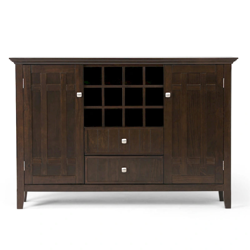 SOLID WOOD 54 inch Wide Transitional Sideboard Buffet and Wine Rack - 54 W x 17 D x 36 H
