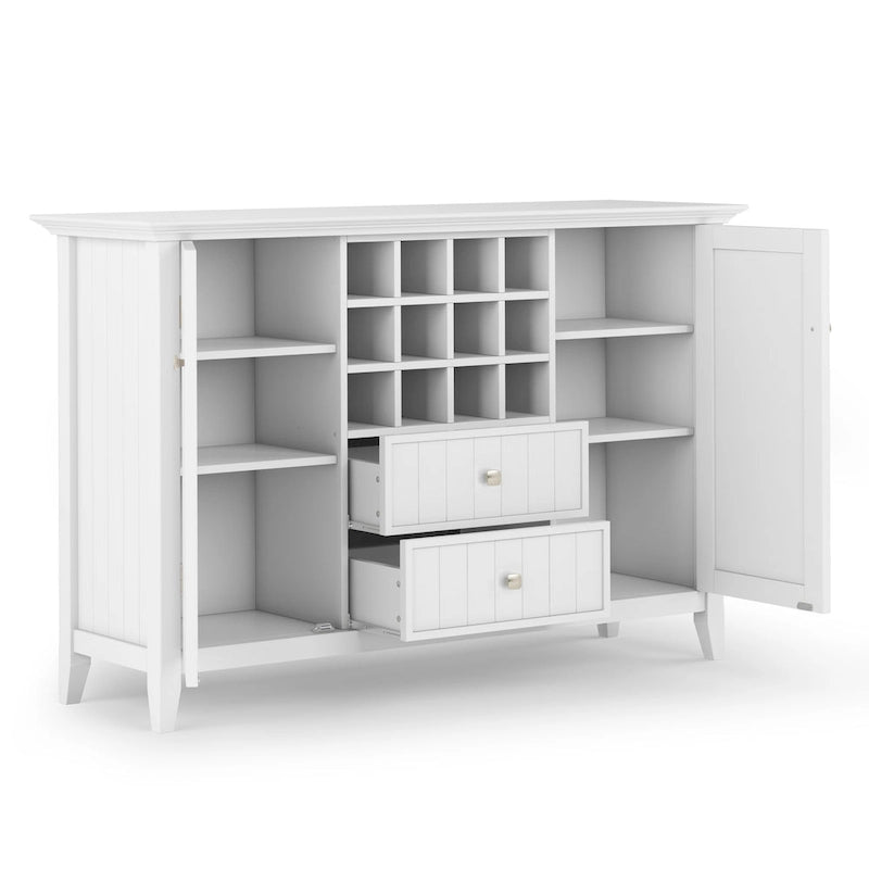 SOLID WOOD 54 inch Wide Transitional Sideboard Buffet and Wine Rack - 54 W x 17 D x 36 H