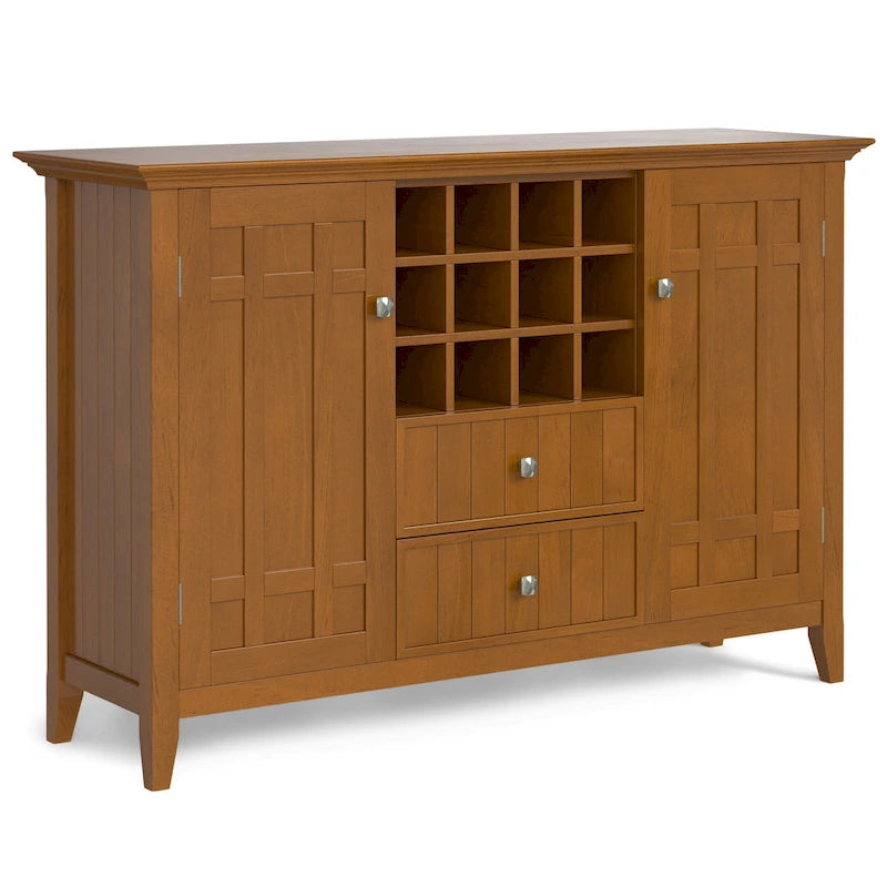 SOLID WOOD 54 inch Wide Transitional Sideboard Buffet and Wine Rack - 54 W x 17 D x 36 H