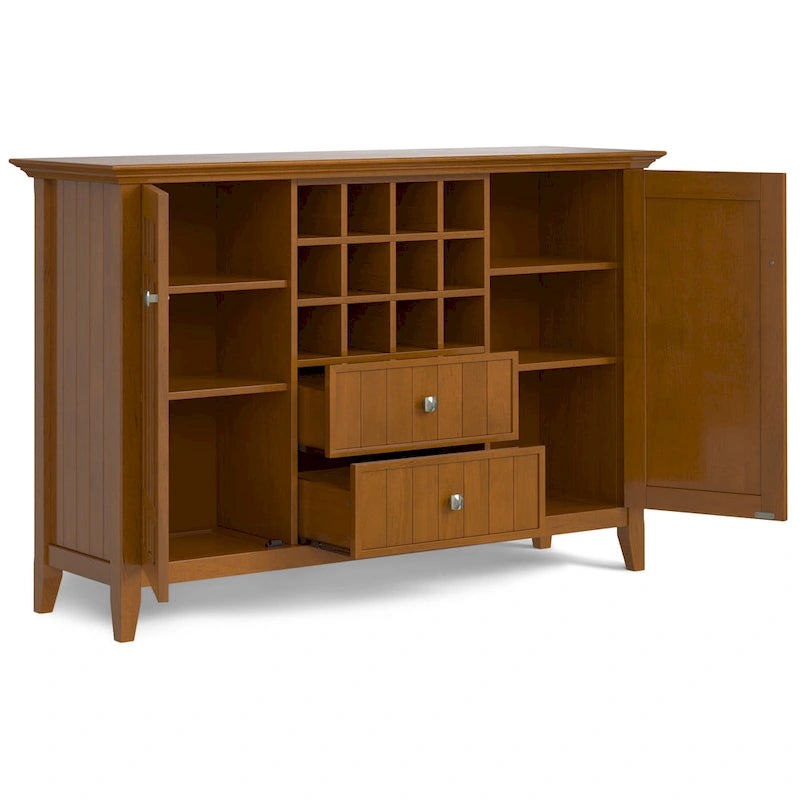 SOLID WOOD 54 inch Wide Transitional Sideboard Buffet and Wine Rack - 54 W x 17 D x 36 H