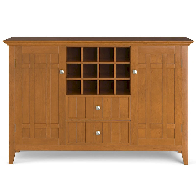 SOLID WOOD 54 inch Wide Transitional Sideboard Buffet and Wine Rack - 54 W x 17 D x 36 H