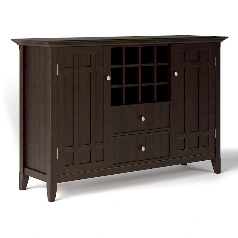 SOLID WOOD 54 inch Wide Transitional Sideboard Buffet and Wine Rack - 54 W x 17 D x 36 H