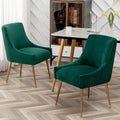 Modern Glam Boucle Pleated Velvet Dining Chair or Vanity Chair Set of 2 with Rear Handle