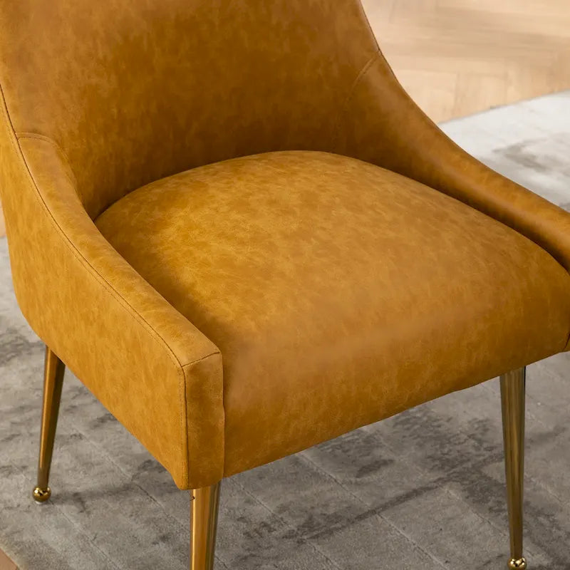 Modern Glam Boucle Pleated Velvet Dining Chair or Vanity Chair Set of 2 with Rear Handle