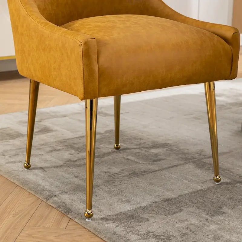 Modern Glam Boucle Pleated Velvet Dining Chair or Vanity Chair Set of 2 with Rear Handle