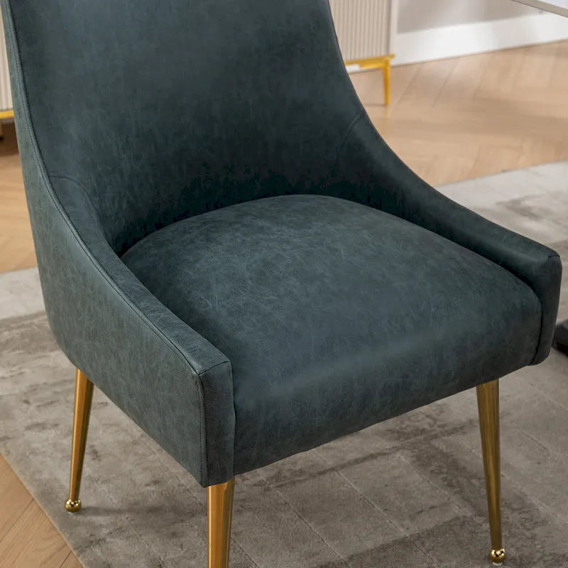 Modern Glam Boucle Pleated Velvet Dining Chair or Vanity Chair Set of 2 with Rear Handle