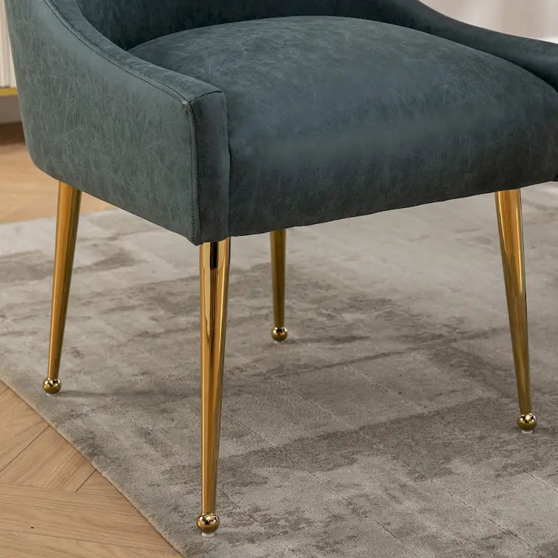 Modern Glam Boucle Pleated Velvet Dining Chair or Vanity Chair Set of 2 with Rear Handle