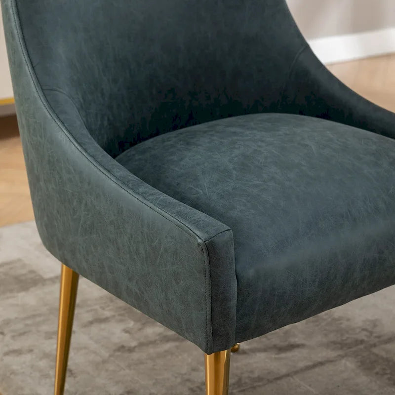 Modern Glam Boucle Pleated Velvet Dining Chair or Vanity Chair Set of 2 with Rear Handle