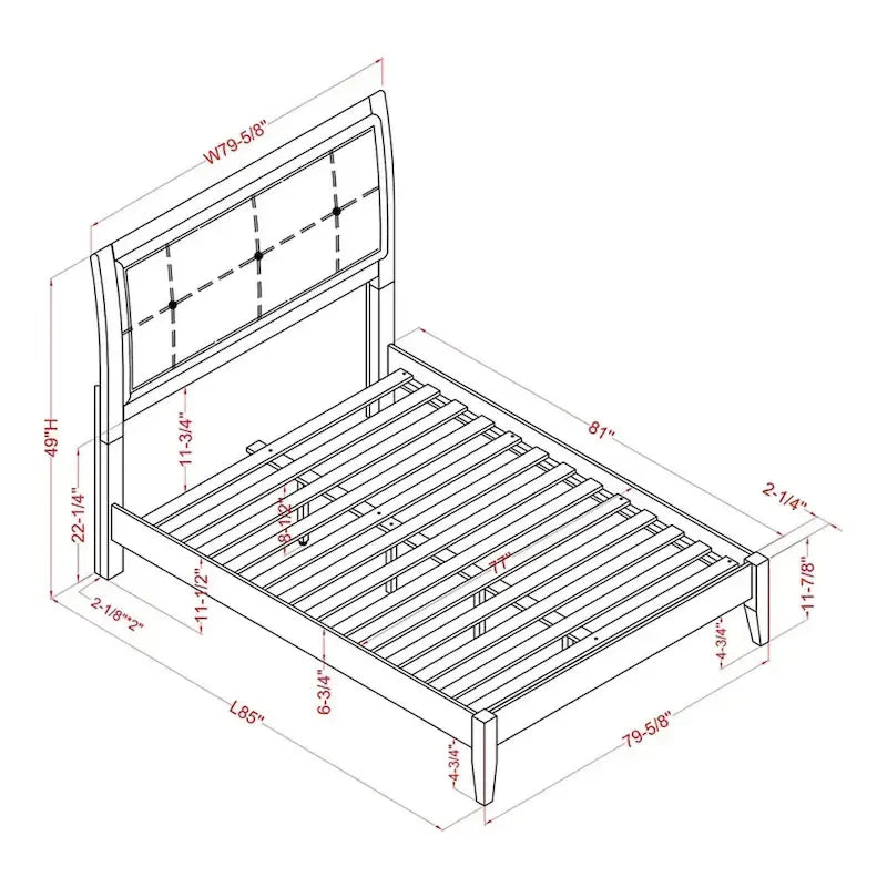Modern Espresso Upholstered Platform Bed