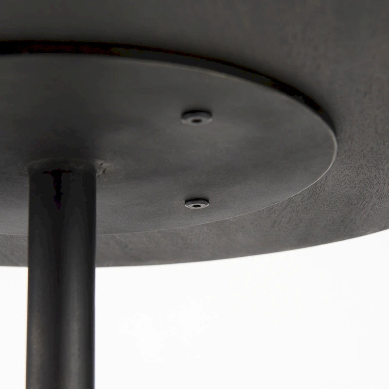 Dark Brown Wood w/Black Metal Pedestal Round Side Table