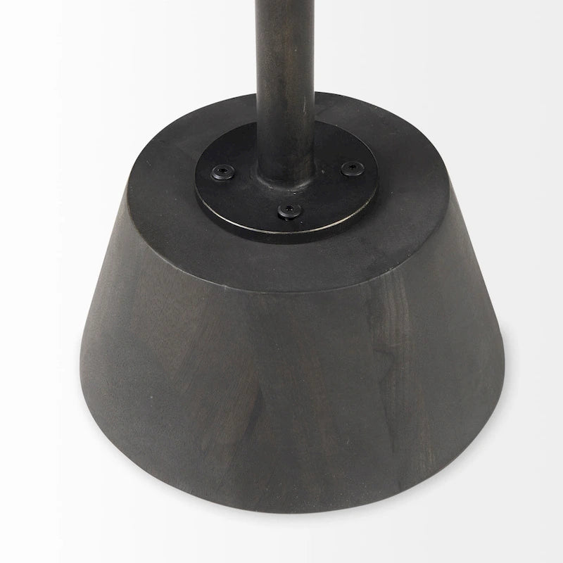 Dark Brown Wood w/Black Metal Pedestal Round Side Table
